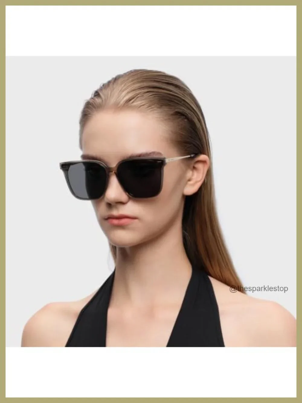 Retro Square Polarized Oversized Sunglasses UV400 Acetate